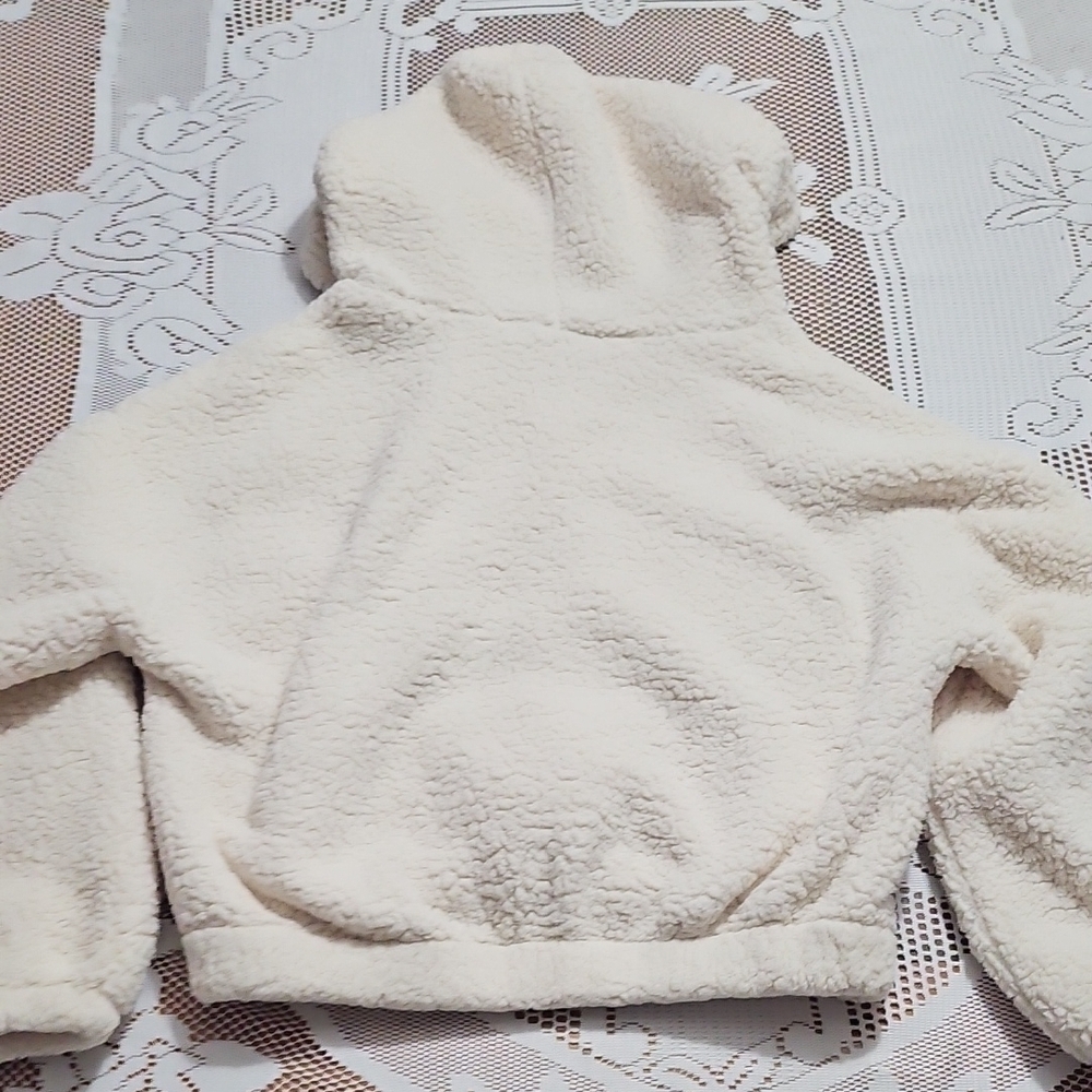 Cider Cream Cropped Hoodie with Colorful Crochet Accents - Picture 6 of 10